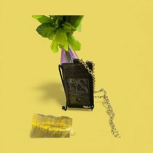 Minnie Mouse Bows Black and Gold tone  Chain ID holder 5 x 3 “